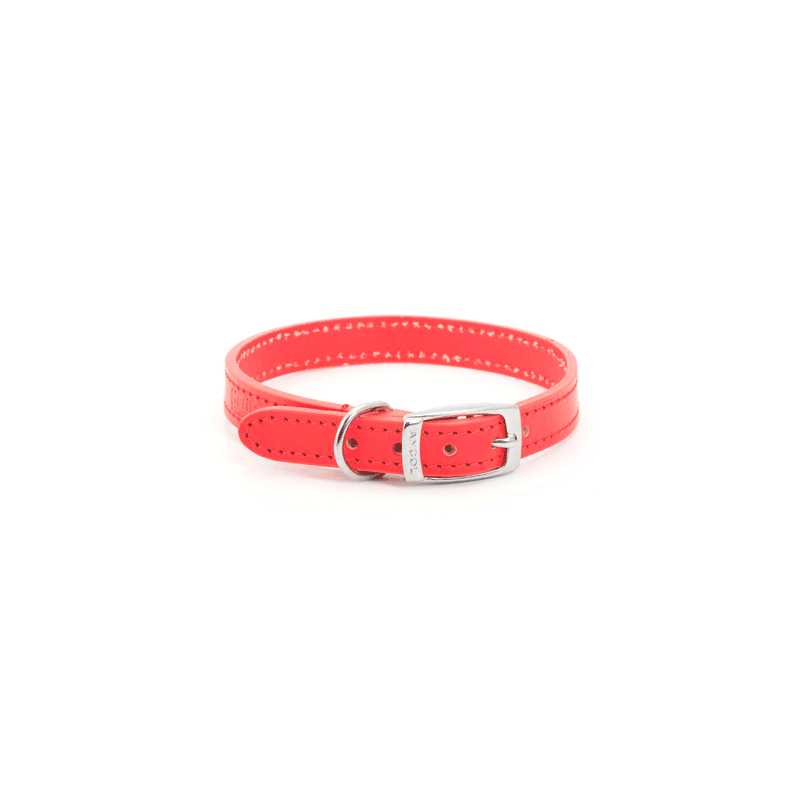 Tan Sewn Dog Collar 30CM ROJO