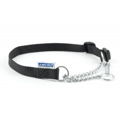 Collar nylon semiahogo metal NEGRO 45-60cm Sz4-7