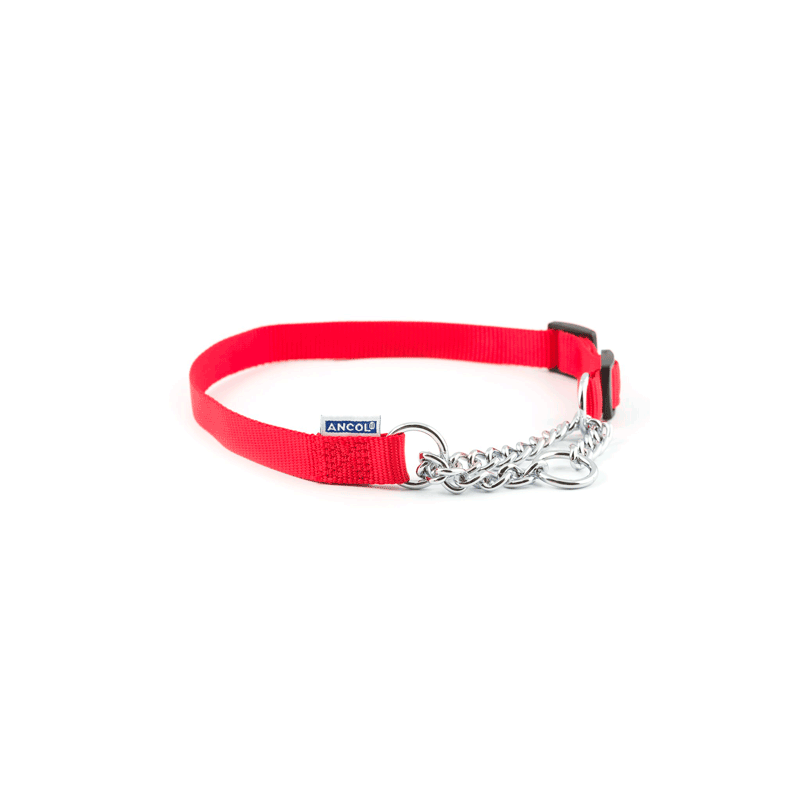 Collar nylon semiahogo metal ROJO 45-60cm Sz4-7 Collar nylon semiahogo metal ROJO 45-60cm Sz4-7