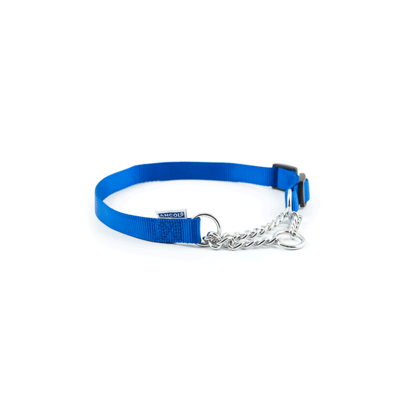 Collar nylon semiahogo metal AZUL 45-60cm Sz4-7 Collar nylon semiahogo metal AZUL 45-60cm Sz4-7