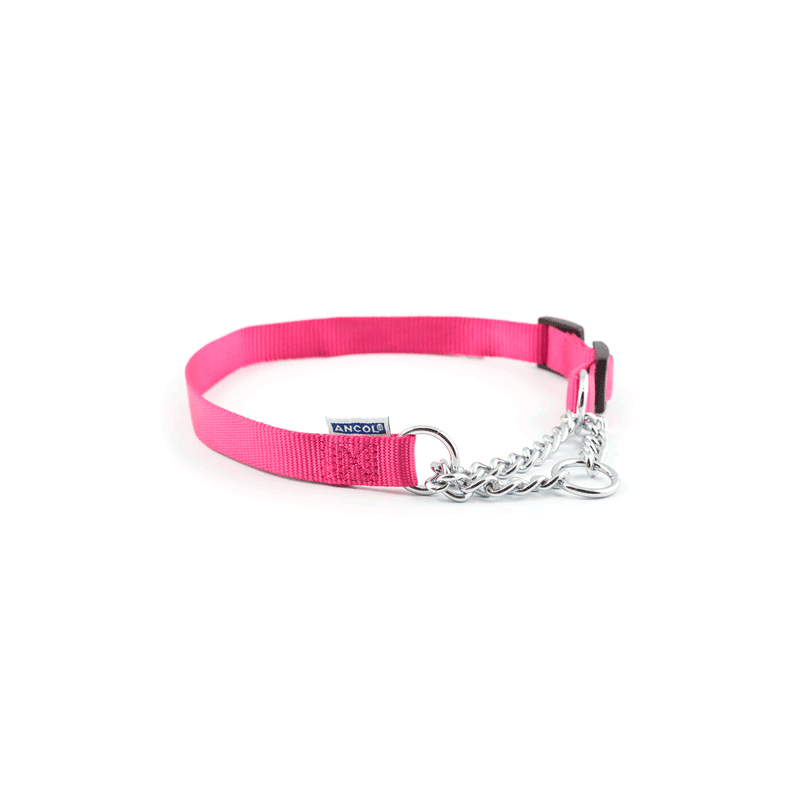 Collar nylon semiahogo metal ROSA 45-60cm Sz4-7 Collar nylon semiahogo metal ROSA 45-60cm Sz4-7