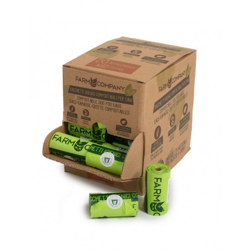 Caja 50 unidades 15pc Bolsa higienica compostable verde Sacchetti igienici compostabili FC Green