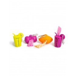 Porta sacchetti a osso con moschettone + 15sacchetti colori mix