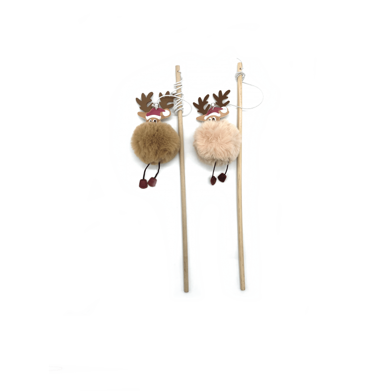 UNIT XMAS  Caña con peluches de reno XL gato70cm (Display 24)